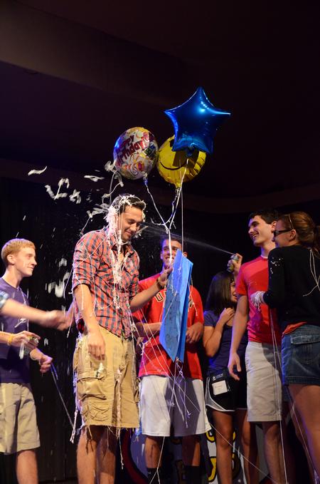 Sam Ritter, senior music major, celebrates his birthday at the annual SAC Game Show. - Photo by Zac Calvert