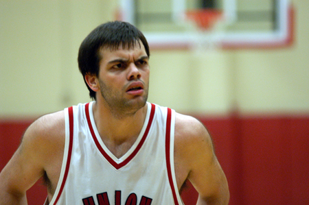 Freshman center Ben Frederick shows some emotion during a game. - Photo by Jonathan Blair