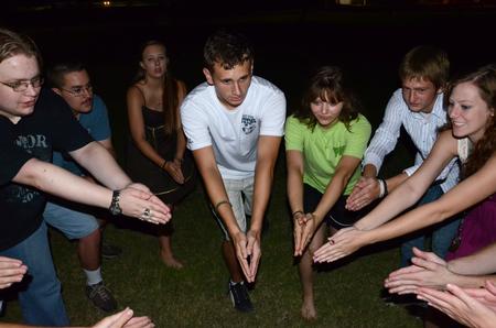 Freshmen students get ready to play a game of "Ninja" on the Great Lawn during the Howdy Party. - Photo by Jacob Moore