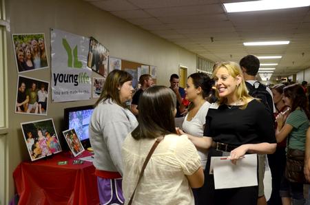Kimberly Thornbury, vice president for student services and dean of students, mingles at the Student Activity Fair held in the Penick Academic Center, allowing the new students to get involved with campus life.  - Photo by Ebbie Davis