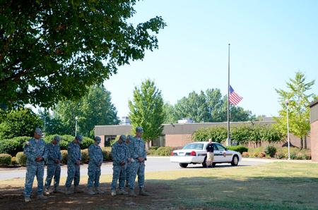 Members of the military prepare to gather with the Union community for a memorial service of the 10 year anniversary of the September 11, 2001, terrorist attacks. - Photo by Ebbie Davis