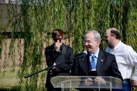 David S. Dockery, president of the university, addresses the Union community gathered at the memorial of the terrorist attacks on September 11, 2001. The service took place for the 10 year anniversary of the attacks.  - Photo by Ebbie Davis