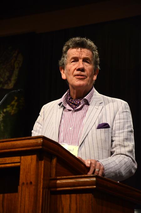 Nigel Goodwin, founder of the London Arts Centre Group, reads from the Bible for the KJV400 Festival: Legacy & Impact, celebrating the 400th anniversary of the KJV version of the Bible. - Photo by Zac Calvert