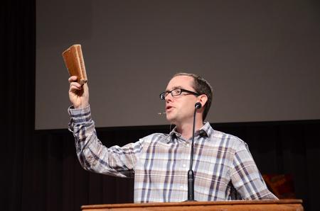 An International Mission Board missionary in Botswana speaks in chapel about the importance of missions and worship. - Photo by Zac Calvert