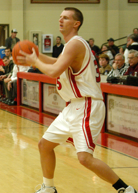 Matt Trammell (35) prepares for his next move in a game verus Martin Methodist College.  Union won 68-65 in overtime. - Photo by Courtney Ross