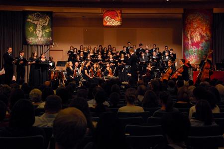 University Singers perform during the music department's presentation of "Sounding through the Centuries" during the KJV400 festival: Legacy and Impact.  - Photo by Anne Richoux
