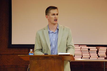 Matthew Anderson, author of “Earthen Vessels: Why Our Bodies Matter to Our Faith,”  lectures on "The Physical Body in Evangelical Practice and Politics."  - Photo by Anne Richoux
