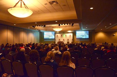 Union students, faculty, and staff watch "Race to Nowhere", a film about the faults of American education being shown by the School of Education. - Photo by Zac Calvert