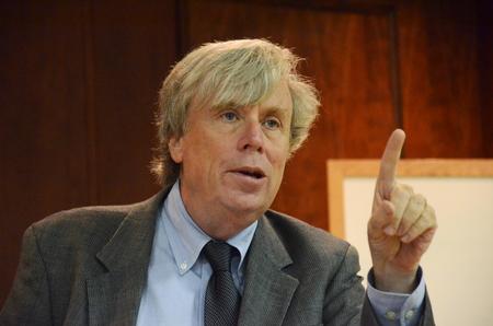 Peter Lawler, author and Dana Professor of Government, speaks to Union students and faculty about changes in ideologies and policies in United States politics. - Photo by Zac Calvert