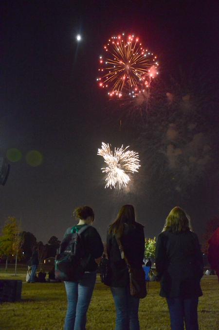 Union students enjoy a huge display of fireworks during Homecoming's Union Night on the Great Lawn. - Photo by Zac Calvert