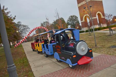 The train was the way to get around the great lawn on Friday during Union's Homecoming. - Photo by Morris Abernathy