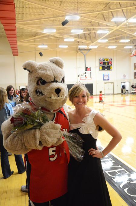 Buster the Bulldog and Homecoming Queen Andi Schreiber pose for a picture during the homecoming weekend festivities.  - Photo by Zac Calvert