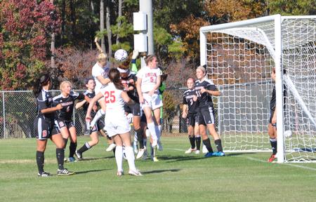 Union Soccer players attempt to score against Benedictine University. - Photo by Steven Aldridge