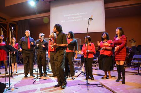MOSAIC choir leads music during chapel. - Photo by Zac Calvert