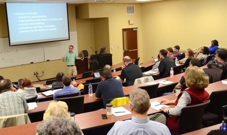 Donald Jordan, mental health clinician for West Tennessee Healthcare and community developer and trainer for Area Relief Ministries, speaks during the Town and Gown lecture series on "The Congregation as Expert: A New Way Forward."  - Photo by Jacob Moore