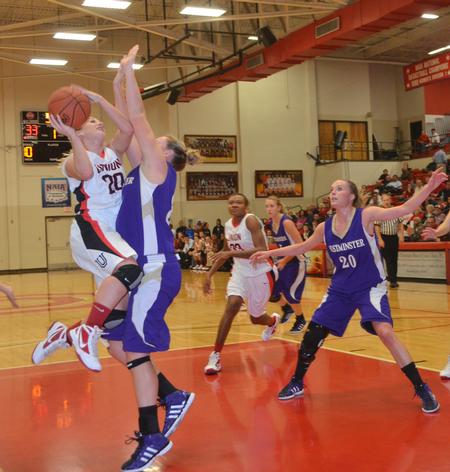 Union's Amy Philamlee  scores 2 from inside the paint. - Photo by Morris Abernathy