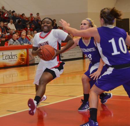 Union's Lavanda Ross comes in strong for the score. - Photo by Morris Abernathy
