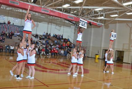 Union's cheerleaders keep the fans in the game. - Photo by Morris Abernathy