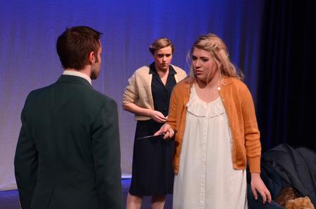 Cassie Osborn, junior social work major, plays the role of Sophia Ashworth for Aubrey Swanson's original one-act called 'Inner Sanctum.' - Photo by Jacob Moore