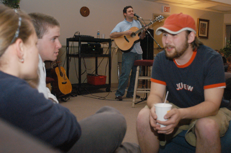 Freshman Ben Lancaster chats it up at Mochafee 2004. - Photo by Kristen Nicole Sayres