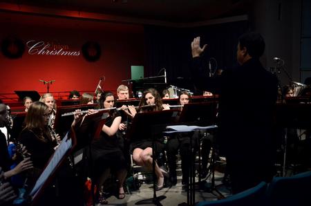 The Symphonic Band in the department of music plays a Christmas song during "A Union Christmas." - Photo by Anne Richoux