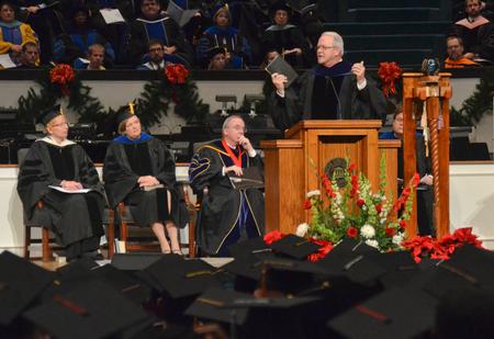 Two hundred ninety-six Union graduates received their degrees at the ceremony, with Frank Page, president of the Southern Baptist Convention’s Executive Committee, delivering the commencement address. Page used the biblical account of Jesus’ encounter with the Samaritan woman at the well to discuss the importance of “irrecoverable moments” in life.
“An irrecoverable moment with Christ changes our understanding of worship,” Page said. “Graduates from this school ought to understand about worship. It’s not about where. It’s about who and how.”
 - Photo by Morris Abernathy