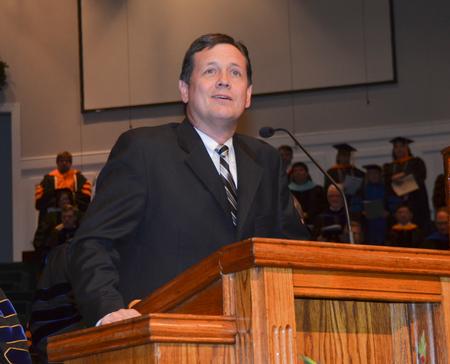 Kevin Ezell President, North American Mission Board leads in Prayer at the conclusion of the Commencement Service at West Jackson Baptist Church. - Photo by Morris Abernathy