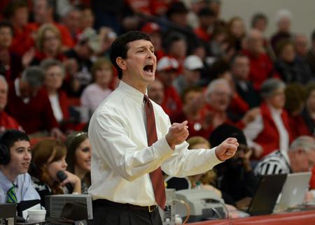 Photo by Jacob Moore
Head coach Mark Campbell gives instructions to players on the court during a game Feb. 11 against Freed Hardeman at the Fred DeLay Gymnasium. - Photo by Jacob Moore