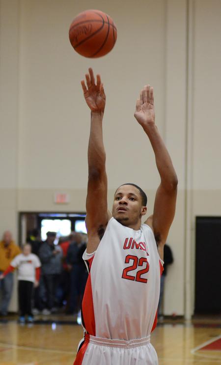 Photo by Jacob Moore
Bulldog Leventrice Gray shoots a free throw during a game Feb. 11 against Freed Hardeman at the Fred DeLay Gymnasium. - Photo by Jacob Moore