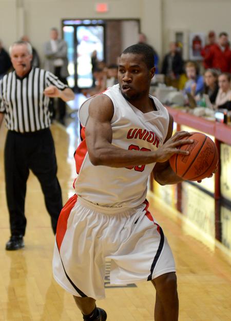 Photo by Jacob Moore
Bulldog Samuel Danache prepares to pass during a game Feb. 11 against Freed Hardeman at the Fred DeLay Gymnasium. - Photo by Jacob Moore