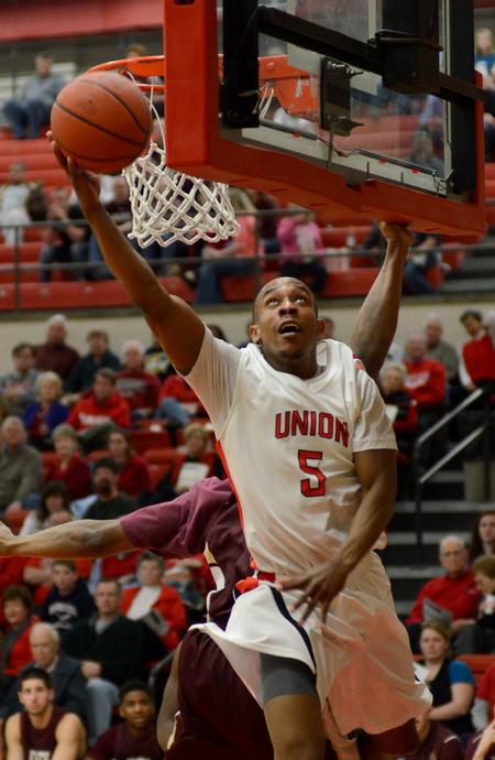 Skyler Vaden goes up for a shot during a game Feb. 11 against Freed Hardeman at the Fred DeLay Gymnasium. - Photo by Jacob Moore