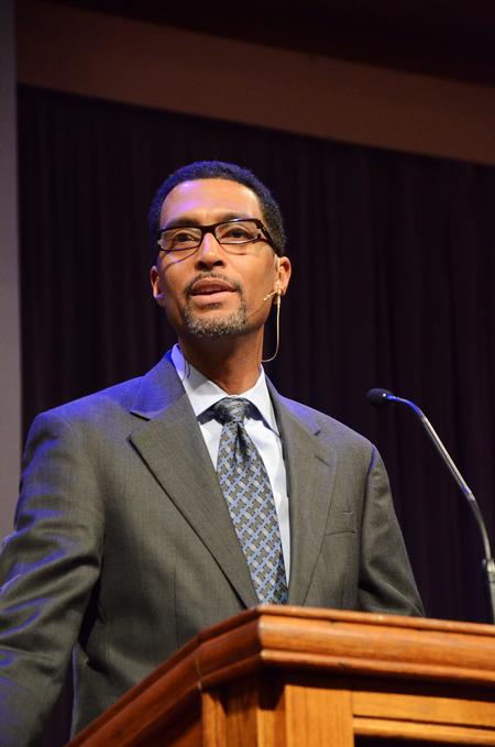 Kevin Smith, assistant professor of church history at the Southern Baptist Theological Seminary, speaks to Union students and faculty about the importance of maintaining a relationship with God.   - Photo by Zac Calvert
