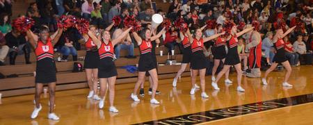 Union cheerleaders at game on Feb. 4. - Photo by Morris Abernathy