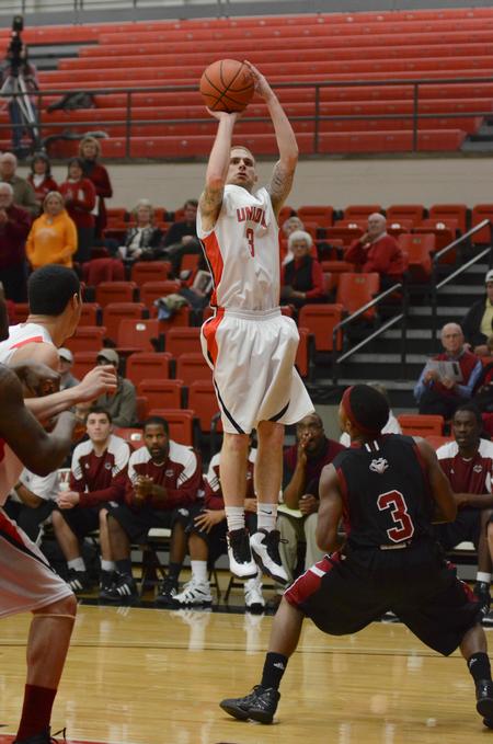 Photo by Jacob Moore
Bulldog David Lane goes up for a shot during a home game Feb. 13 against Cumberland University. - Photo by Jacob Moore