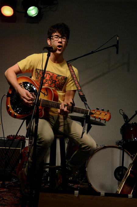 Collin Brown performs in Barefoots Joe during Scholars of Excellence Weekend.  - Photo by Anne Richoux