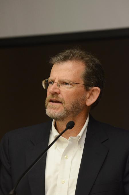 Professor James Scruton, poet and head of the humanities division at Bethel College, talks about his poetry and the life experiences that he draws inspiration from.  - Photo by Zac Calvert