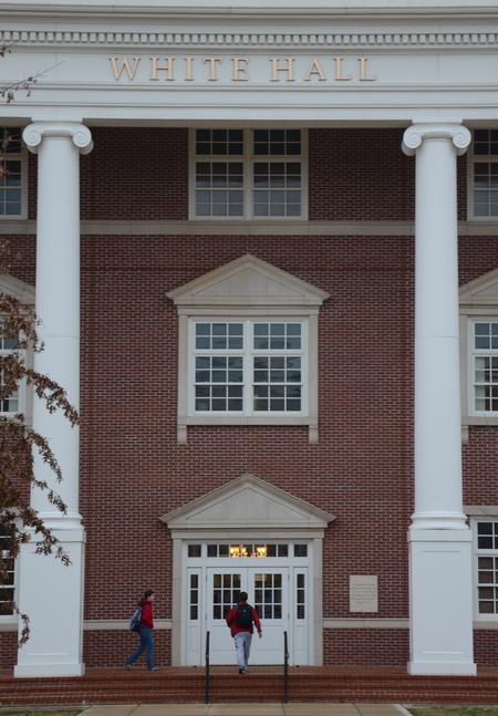 Students walk into White Hall for class.  - Photo by Ebbie Davis