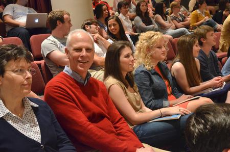 Stephen Carls and some of his students attend the reading at Union University. - Photo by Morris Abernathy