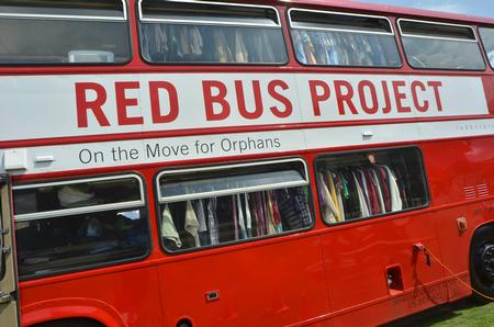 The big red bus stopped at Union University April 3 and offered Union students an opportunity to donate clothes, buy clothes that had been previously donated and interact with Chapman and other representatives from the Red Bus Project. - Photo by Morris Abernathy