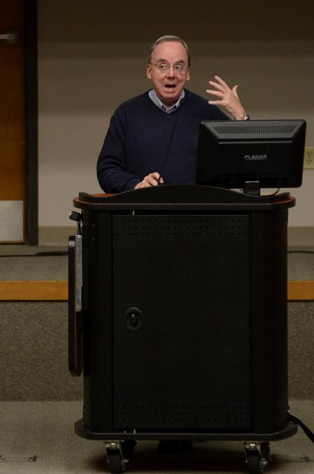 David S. Dockery, president of the university, speaks about Union's goals during a Student Senate meeting.  - Photo by Anne Richoux