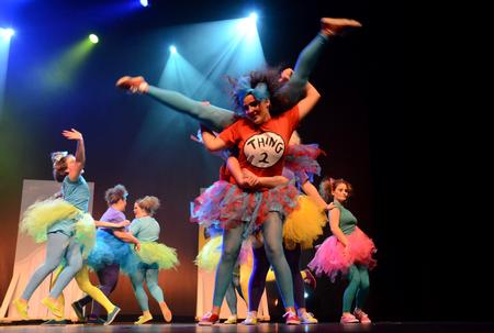 Members of Kappa Delta perform as Dr. Seuss characters during the 15th annual Variety Show, which was hosted by the Student Activities Council. - Photo by Jacob Moore