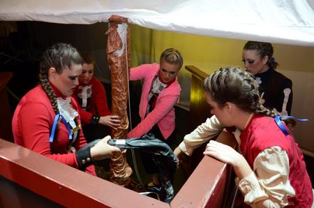 Members of Zeta Tau Alpha set props for the 15th annual Variety Show. - Photo by Jacob Moore