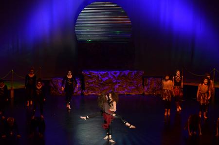 Sisters Libby Parks, senior nursing major, and Katy Parks, freshman nursing major, perform together with Chi Omega in the 15th annual Variety Show. - Photo by Anne Richoux