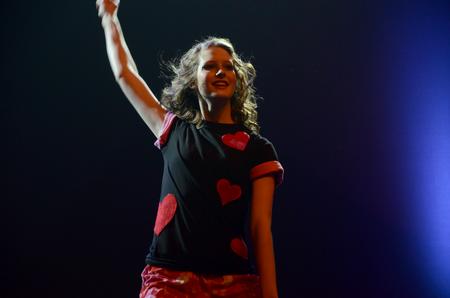 Cady Stallings, junior nursing major, performs with independent group "The Hopeful Rascals" during the 15th annual Variety Show. - Photo by Ebbie Davis