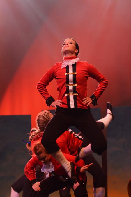 Brooke Dickson, junior nursing major, executes an Italian changement during the Zeta Tau Alpha performance at the 15th Annual Variety Show. Zeta Tau Alpha won the best choreography award for the night.  - Photo by Zac Calvert