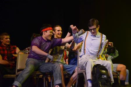 The men of Lambda Chi Alpha act out a scene about bullying during their performance at the 15th annual Variety Show.
 - Photo by Ebbie Davis