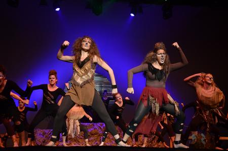 Sisters Katy and Libby Parks battle it out as Simba and Scar in their performance at the 15th annual Variety Show. - Photo by Ebbie Davis