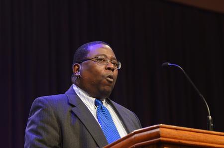 Frank Anderson, associate professor of ministry and missions, speaks to the chapel audience about how everything we do in this temporary world has eternal consequences.  - Photo by Zac Calvert