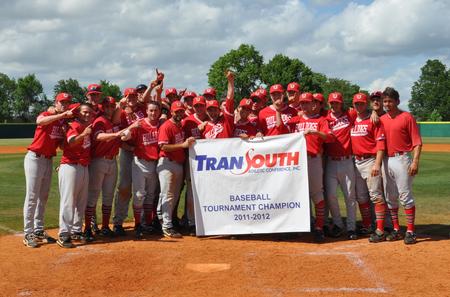 Union University baseball wins their second straight TranSouth Conference Tournament title and third in the last four seasons (2009, 2011, 2012). - Photo by Steven Aldridge