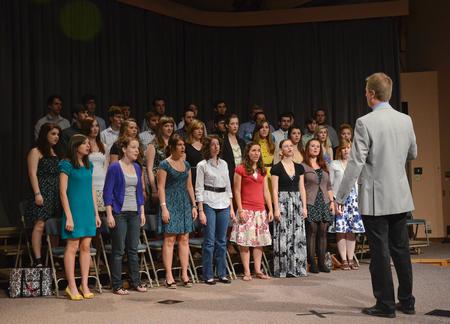 The Union University Singers perform during a chapel that art students put together.  The service focused on the question "Do you enjoy your salvation?" - Photo by Zac Calvert